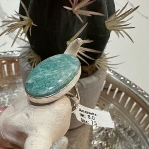 Sterling Silver Ring with Amazonite Stone. Size 7.5